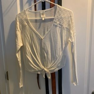 White front tie shirt